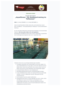 Sonder-Newsletter Kurs Aquafitness September 2020